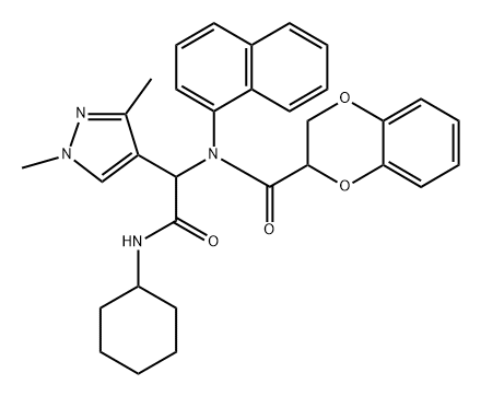 1H-Pyrazole-4-acetamide,N-cyclohexyl-alpha-[[(2,3-dihydro-1,4-benzodioxin-2-yl)carbonyl]-1-naphthalenylamino]-1,3-dimethyl-(9CI) Struktur