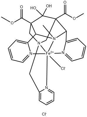 Iron(1+), chloro[dimethyl 9,9-dihydroxy-3-methyl-2,4-di(2-pyridinyl-kN)-7-[(2-pyridinyl-kN)methyl]-3,7-diazabicyclo[3.3.1]nonane-1,5-dicarboxylate-kN3,kN7]-, chloride Struktur