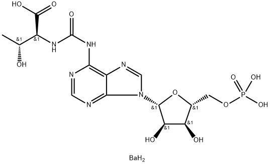 N-(purine-6-ylcarbamoyl)-L-threonine ribonucleoside 5'-phosphate Struktur