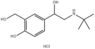 4-[2-(tert-butylamino)-1-hydroxyethyl]-2-(hydroxymethyl)phenol hydron chloride Struktur