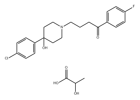 Propanoic acid, 2-hydroxy-, compd. with 4-[4-(4-chlorophenyl)-4-hydroxy-1-piperidinyl]-1-(4-fluorophenyl)-1-butanone (1:1) Struktur