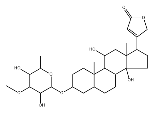 3β-[(6-Deoxy-3-O-methyl-D-galactopyranosyl)oxy]-11α,14-dihydroxy-5β-card-20(22)-enolide Struktur