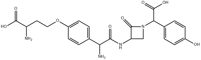 3-[[Amino[4-(3-amino-3-carboxypropoxy)phenyl]acetyl]amino]-α-(4-hydroxyphenyl)-2-oxo-1-azetidineacetic acid Struktur