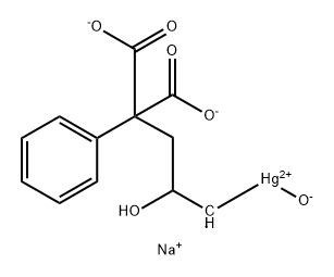 2-[2-Hydroxy-3-[hydroxymercurio(II)]propyl]-2-(phenyl)malonic acid disodium salt Struktur