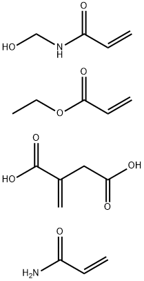 Butanedioic acid, methylene-, polymer with ethyl 2-propenoate, N-(hydroxymethyl)-2-propenamide and 2-propenamide Struktur