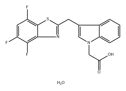 1H-Indole-1-acetic acid, 3-[(4,5,7-trifluoro-2-benzothiazolyl)methyl]-, hydrate (1:1) Struktur