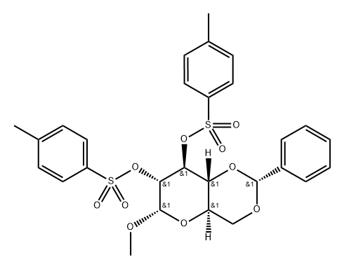 Methyl [(R)-4,6-O-benzylidene-]-2,3-di-O-toluensulfonyl-a-D-glucopyranoside Struktur