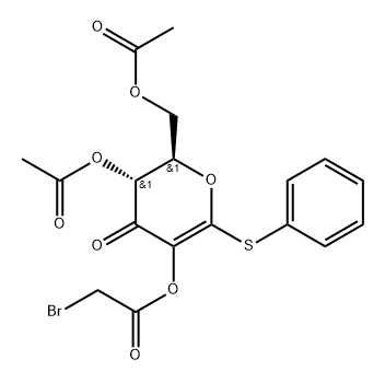 D-erythro-Hex-1-enopyranosid-3-ulose, phenyl 1-thio-, 4,6-diacetate 2-(bromoacetate) Struktur