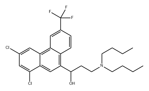 9-Phenanthrenemethanol, 1,3-dichloro-α-[2-(dibutylamino)ethyl]-6-(trifluoromethyl)-, (-)- Struktur