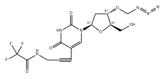 3'-O-(Azidomethyl)-2'-deoxy-5-[3-[(trifluoroacetyl)amino]-1-propyn-1-yl]-uridine Struktur