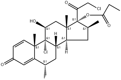 [(6S,8S,9R,10S,11S,13S,14S,16S,17R)-9-chloro-17-(2-chloroacetyl)-6-fluoro-11-hydroxy-10,13,16-trimethyl-3-oxo-6,7,8,11,12,14,15,16-octahydrocyclopenta[a]phenanthren-17-yl] propanoate, 66852-61-7, 結(jié)構(gòu)式