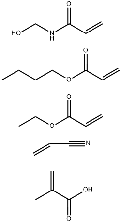 2-Propenoic acid, 2-methyl-, polymer with butyl 2-propenoate, ethyl2-propenoate, N-(hydroxymethyl)-2-propenamide and 2-propenenitrile Struktur