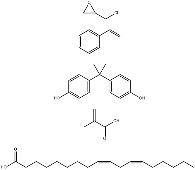 9,12-Octadecadienoic acid (Z,Z)-, polymer with (chloromethyl)oxirane, ethenylbenzene, 4,4'-(1-methylethylidene)bis[phenol] and 2-methyl-2-propenoic acid Struktur