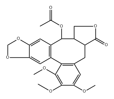 Benzo(3,4)furo(3',4':6,7)cycloocta(1,2-F)(1,3)benzodioxol-3(1H)-one, 14-(acetyloxy)-3A,4,14,14A-tetrahydro-6,7,8-trimethoxy-, stereoisomer Struktur