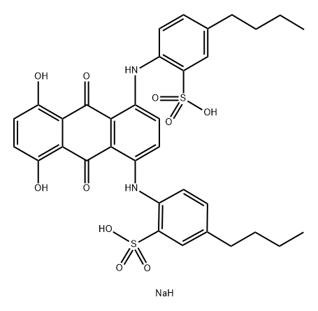 2,2'-[[(9,10-Dihydro-5,8-dihydroxy-9,10-dioxoanthracene)-1,4-diyl]diimino]bis(5-butylbenzenesulfonic acid sodium) salt Struktur