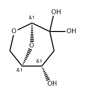 .beta.-D-erythro-Hexopyranos-2-ulose, 1,6-anhydro-3-deoxy-, 2-hydrate Struktur