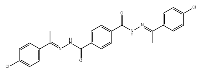 1-N-[(E)-1-(4-chlorophenyl)ethylideneamino]-4-N-[(Z)-1-(4-chlorophenyl)ethylideneamino]benzene-1,4-dicarboxamide Struktur