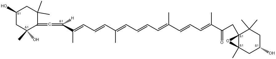 β,β-Caroten-8(5H)-one, 6',7'-didehydro-5,6-epoxy-5',6,6',7-tetrahydro-3,3',5'-trihydroxy-, (3S,3'S,5R,5'R,6S,6'S)- Struktur