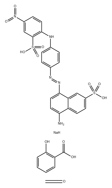 2-羥基苯甲酸、甲醛的反應(yīng)產(chǎn)物與重氮化-5-氨基[[8-[4-[(4-硝基-2-磺酸苯基)氨基]苯基]偶氮]-2-萘磺酸二鈉偶合物, 72245-24-0, 結(jié)構(gòu)式