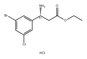 Benzenepropanoic acid, β-amino-3-bromo-5-chloro-, ethyl ester, hydrochloride (1:1), (βR)- Struktur