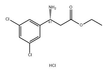 Benzenepropanoic acid, β-amino-3,5-dichloro-, ethyl ester, hydrochloride (1:1), (βR)- Struktur