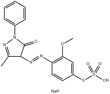 Thiosulfuric acid S-[4-[[(4,5-dihydro-3-methyl-5-oxo-1-phenyl-1H-pyrazol)-4-yl]azo]-3-methoxyphenyl]O-sodium salt Struktur