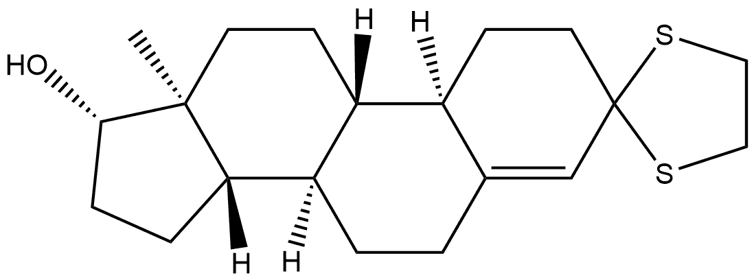 Estr-4-en-3-one, 17-hydroxy-, cyclic 1,2-ethanediyl mercaptole, (11b)- Struktur