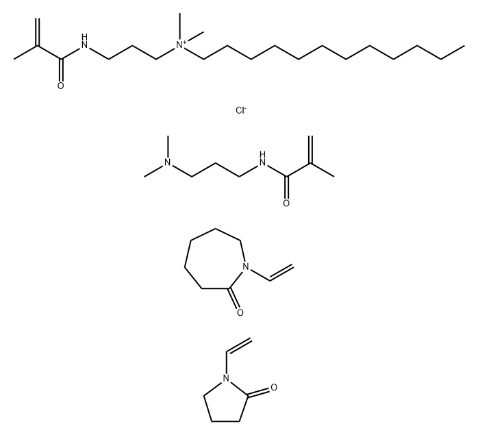 1-Dodecanaminium, N,N-dimethyl-N-[3-[(2-methyl-1-oxo-2-propenyl)amino]propyl]-, chloride, polymer with N-[3-(dimethylamino)propyl]-2 Struktur