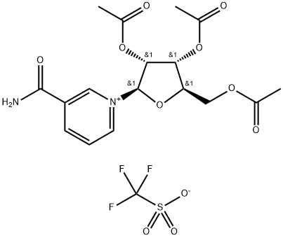 3-(Aminocarbonyl)-1-(2,3,5-tri-O-acetyl-β-D-ribofuranosyl)-pyridinium Triflate Struktur