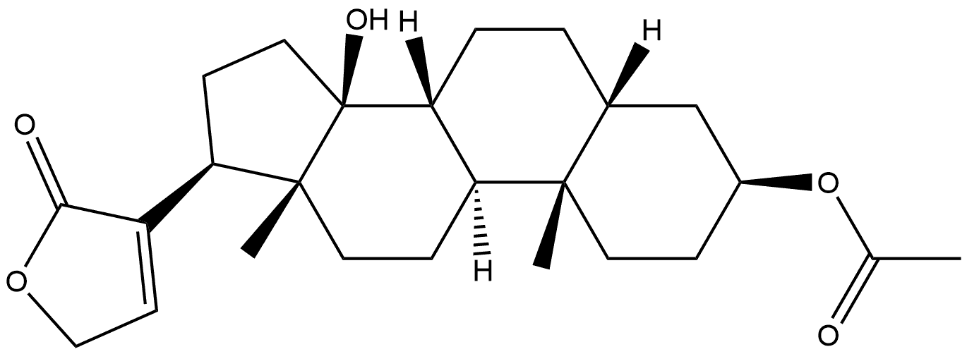 24-Norchol-20(22)-en-21-oic acid, 3-(acetyloxy)-14,23-dihydroxy-, γ-lactone, (3β,5β,14β)- (9CI) Struktur