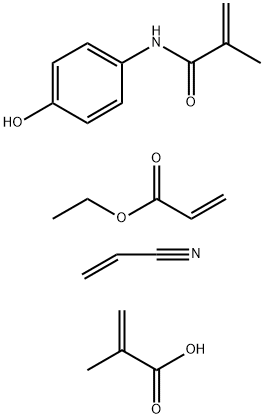 2-Propenoic acid, 2-methyl-, polymer with ethyl 2-propenoate, N-(4-hydroxyphenyl)-2-methyl- 2-propenamide and 2-propenenitrile Struktur