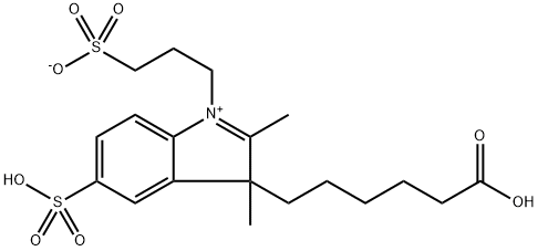 3H-Indolium, 3-(5-carboxypentyl)-2,3-dimethyl-5-sulfo-1-(3-sulfopropyl)-, inner salt Struktur