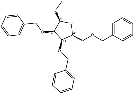 α-D-Ribofuranoside, methyl 2,3,5-tris-O-(phenylmethyl)- Struktur