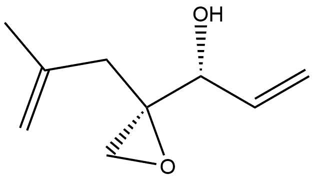 D-?threo-?Pent-?1-?enitol, 4,?5-?anhydro-?1,?2-?dideoxy-?4-?C-?(2-?methyl-?2-?propen-?1-?yl)?- Struktur