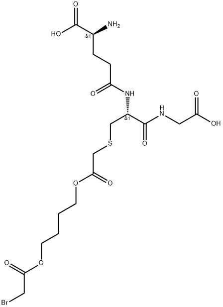 Glycine, L-γ-glutamyl-S-[2-[4-[(2-bromoacetyl)oxy]butoxy]-2-oxoethyl]-L-cysteinyl- Struktur