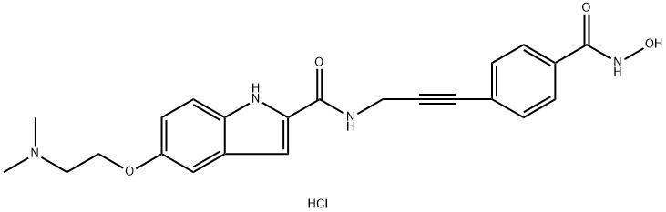 1H-Indole-2-carboxamide, 5-[2-(dimethylamino)ethoxy]-N-[3-[4-[(hydroxyamino)carbonyl]phenyl]-2-propyn-1-yl]-, hydrochloride (1:1) Struktur