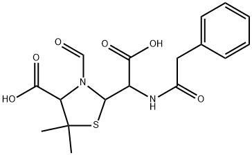 2-Thiazolidineacetic acid, 4-carboxy-3-formyl-5,5-dimethyl-α-[(2-phenylacetyl)amino]- Struktur