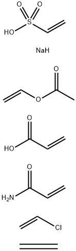 2-Propenoic acid, polymer with chloroethene, ethene, ethenyl acetate, 2-propenamide and sodium ethenesulfonate Struktur