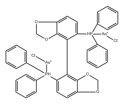 Gold, [μ-[1,1'-(4R)-[4,4'-bi-1,3-benzodioxole]-5,5'-diylbis[1,1-diphenylphosphine-κP]]]dichlorodi- Struktur