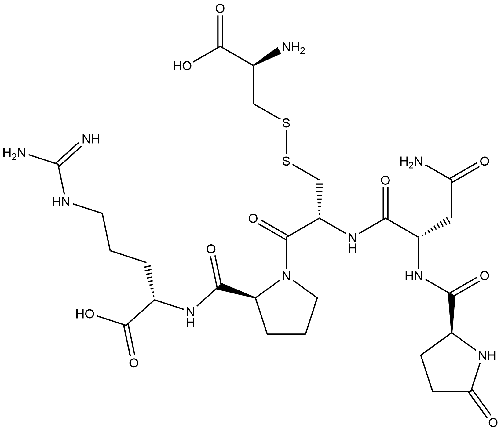 (PYR4, CYS-CYS6, ARG8)-VASOPRESSIN*FRAGMENT 4-8 Struktur