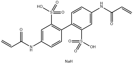 [1,1'-Biphenyl]-2,2'-disulfonic acid, 4,4'-bis[(1-oxo-2-propen-1-yl)amino]-, sodium salt (1:2) Struktur