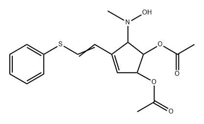 3-Cyclopentene-1,2-diol, 5-(hydroxymethylamino)-4-2-(phenylthio)ethenyl-, 1,2-diacetate, 1S-1.alpha.,2.beta.,4(Z),5.beta.- Struktur