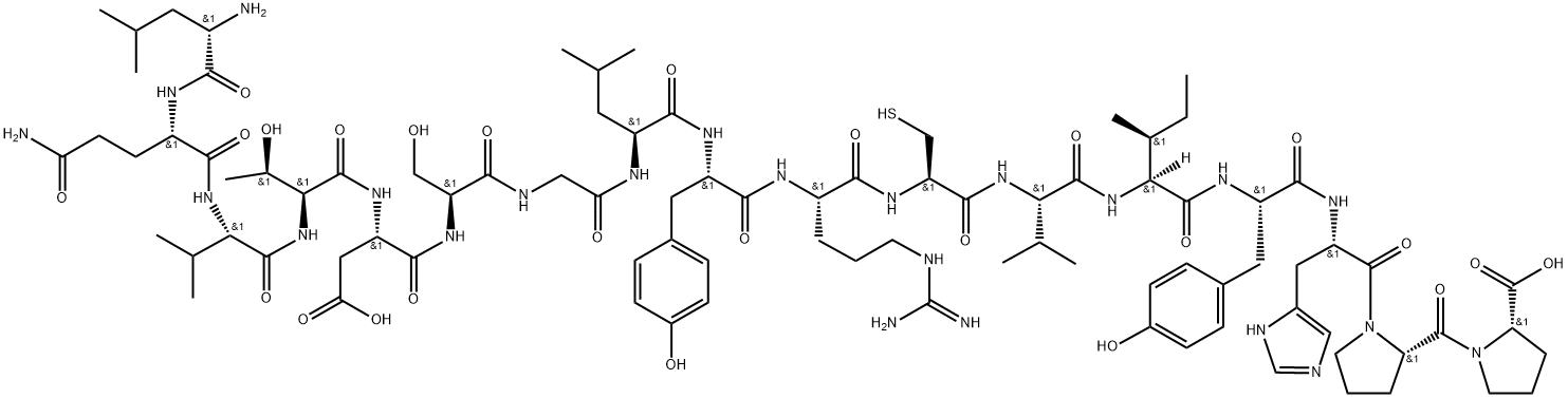 L-Proline, L-leucyl-L-glutaminyl-L-valyl-L-threonyl-L-α-aspartyl-L-serylglycyl-L-leucyl-L-tyrosyl-L-arginyl-L-cysteinyl-L-valyl-L-isoleucyl-L-tyrosyl-L-histidyl-L-prolyl- Struktur