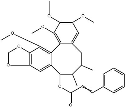 2-Propenoic acid, 3-phenyl-, (6R,7R,8R,13aS)-5,6,7,8-tetrahydro-1,2,3,13-tetramethoxy-6,7-dimethylbenzo[3,4]cycloocta[1,2-f][1,3]benzodioxol-8-yl ester, (2E)- (9CI) Struktur