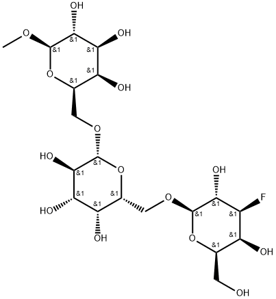 methyl-O-(3-deoxy-3-fluorogalactopyranosyl)(1-6)galactopyranosyl(1-6)galactopyranoside Struktur