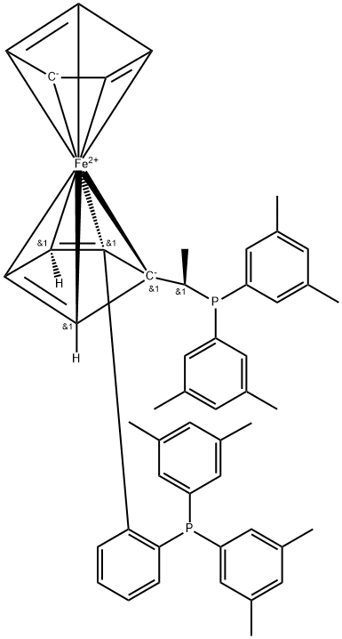 (R)-(+)-1-[(R)-2-(2'-Di-3,5-xylylphosphinophenyl)ferrocenyl]ethyldi-3,5-xylylphosphine Struktur