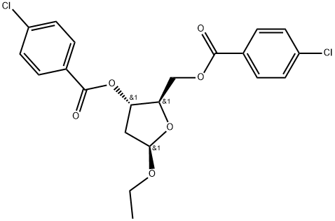 β-D-erythro-Pentofuranoside, ethyl 2-deoxy-, bis(4-chlorobenzoate) (9CI) Structure