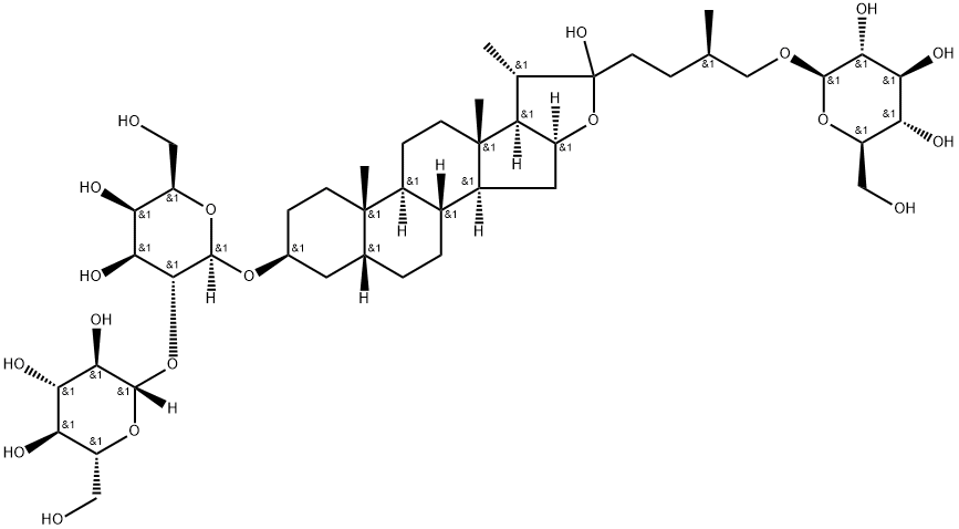 β-D-Galactopyranoside, (3β,5β,25R)-26-(β-D-glucopyranosyloxy)-22-hydroxyfurostan-3-yl 2-O-β-D-glucopyranosyl- Struktur