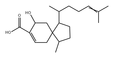 Spiro[4.5]dec-7-ene-8-carboxylic acid, 1-(1,5-dimethyl-4-hexenyl)-9-hydroxy-4-methyl-, [1R-[1α(R*),4β,5β(S*)]]- (9CI) Struktur