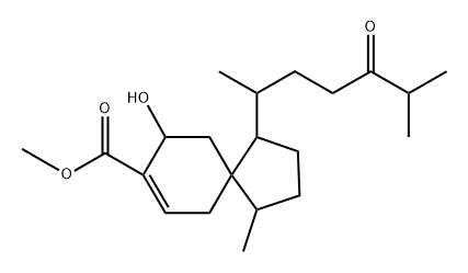 Spiro[4.5]dec-7-ene-8-carboxylic acid, 1-(1,5-dimethyl-4-oxohexyl)-9-hydroxy-4-methyl-, methyl ester, [1R-[1α(R*),4β,5β(S*)]]- (9CI) Struktur